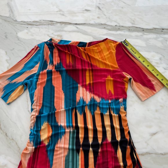 ETRO RED MULTI VISCOSE SHORT SLEEVE DRESS SIZE IT 42 / US 6 - Picture 14 of 17